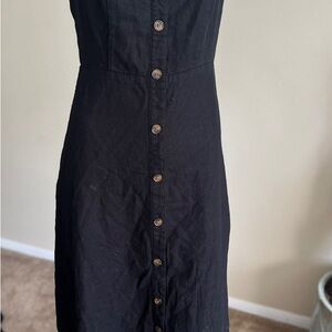 Black linen dress